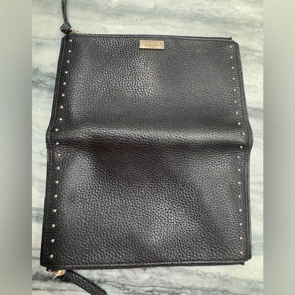 Kate Spade New York Black Pebbled Leather Double Zip BiFold Wallet - Picture 6 of 10